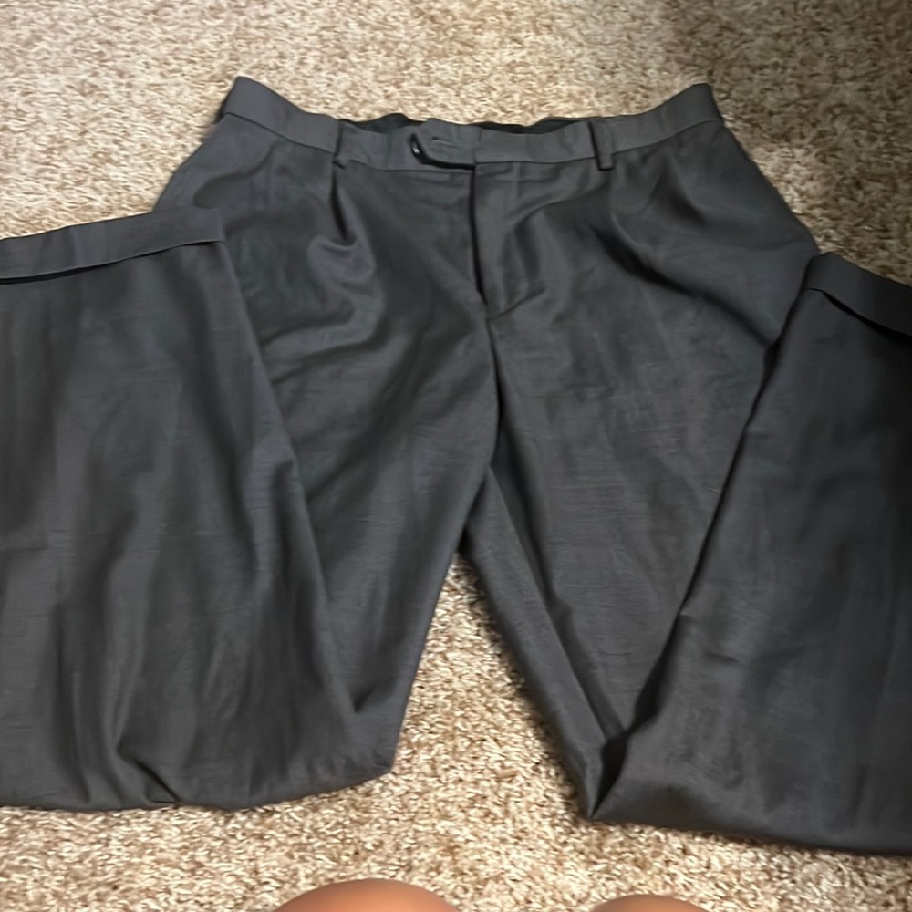 Croft and Barrow, dark gray, dress pants, 34 x 30, Pleated and cuffed
